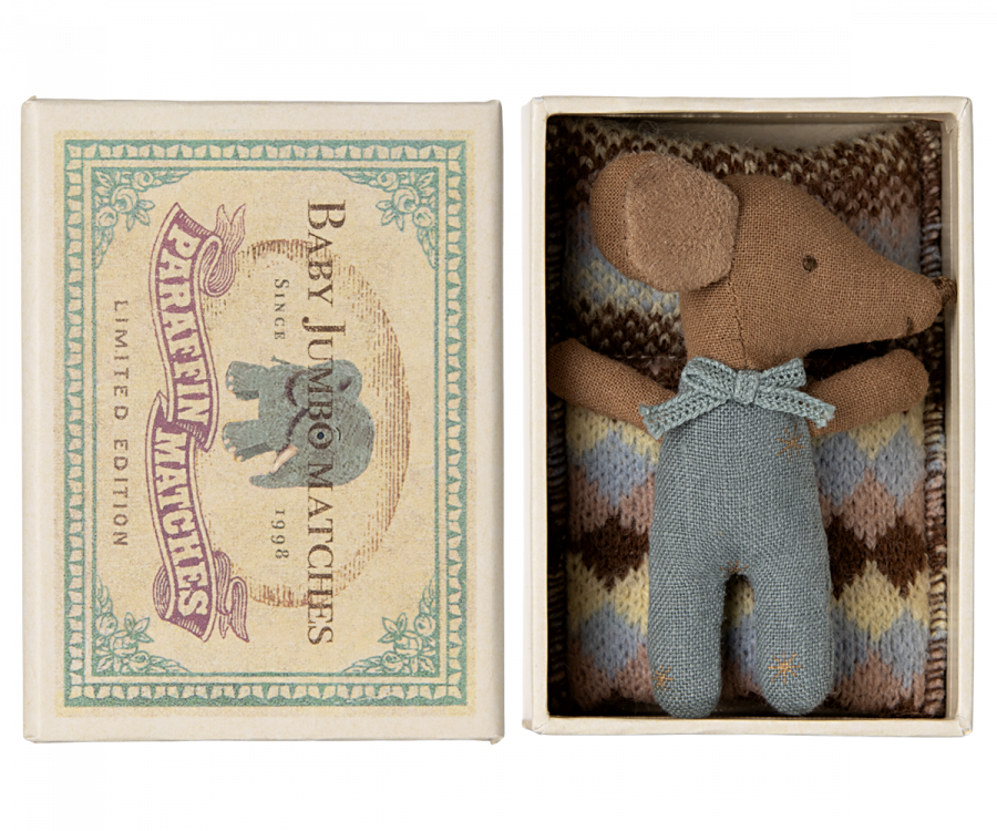 PREORDER SLEEPY WAKEY BABY MOUSE IN MATCHBOX - BLUE (3/20)