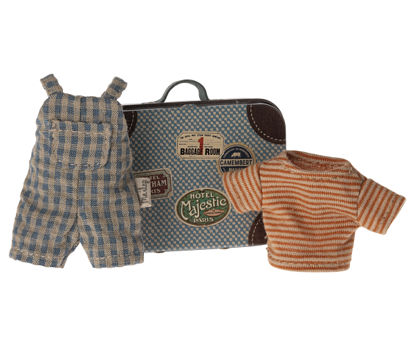 *NEW* OVERALLS AND SHIRT IN SUITCASE, BIG BROTHER MOUSE