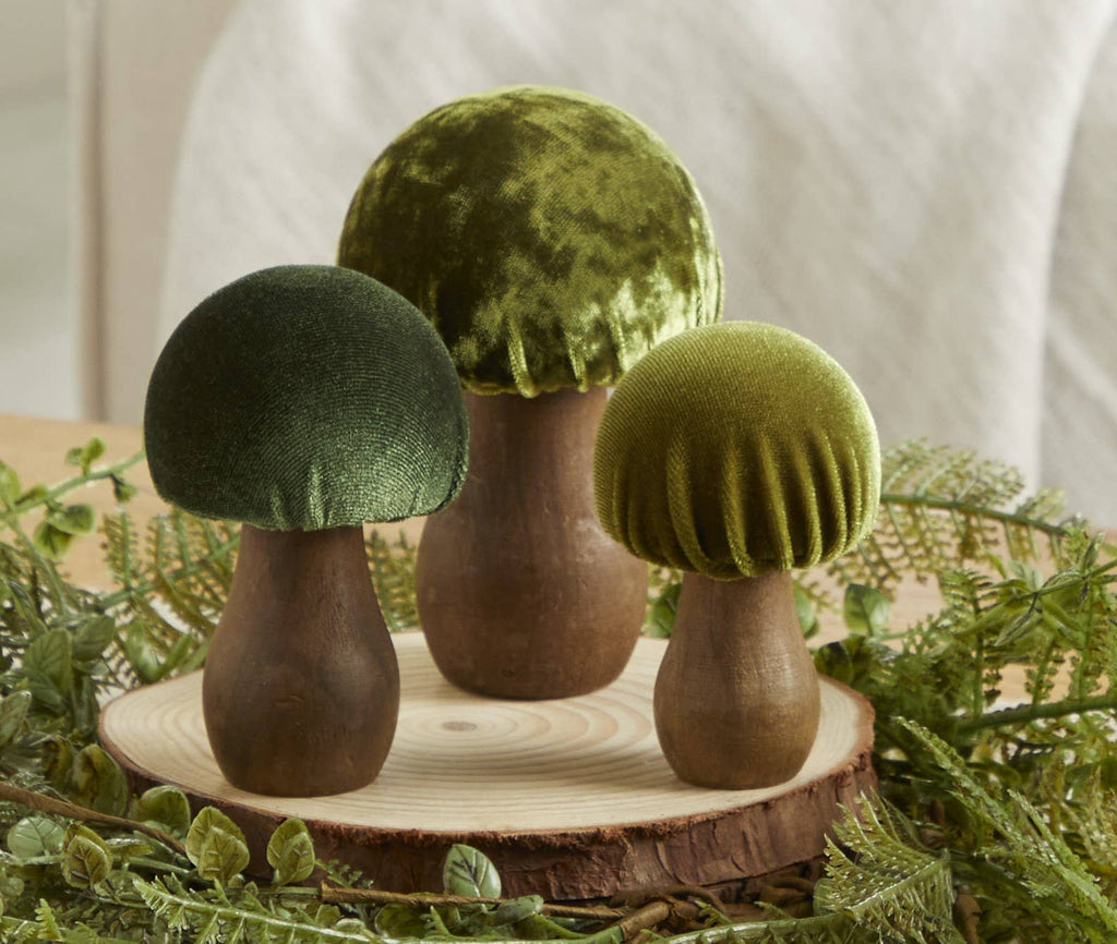 Handmade Velvet Mushrooms Sets of 3, Best Selling Fall: Assorted Color Mix