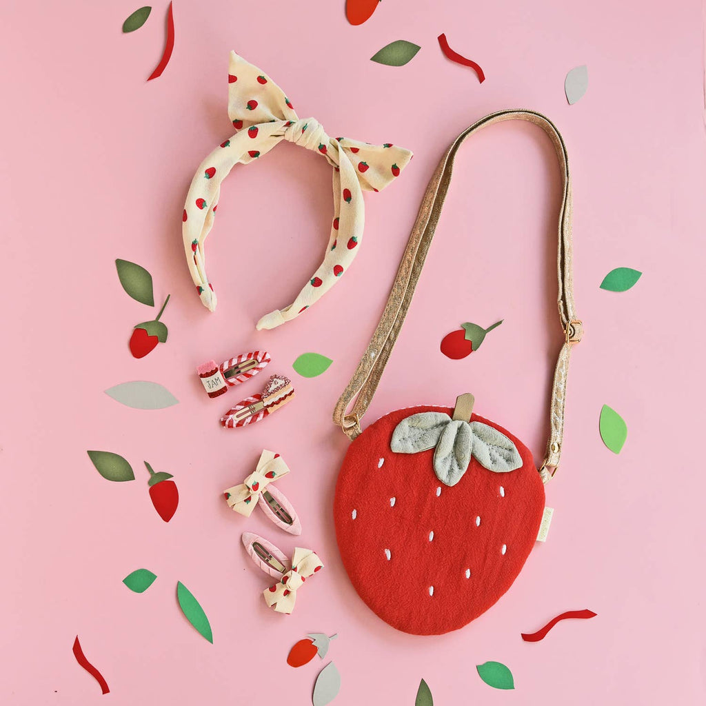 Strawberry Twisty Bow Clips