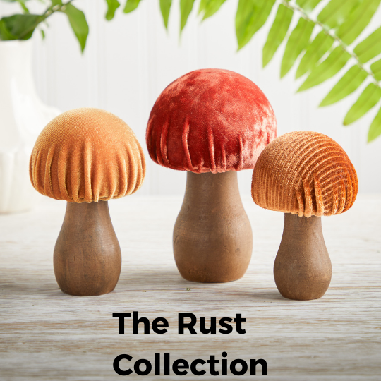 Handmade Velvet Mushrooms Sets of 3, Best Selling Fall: The Quartz Collection