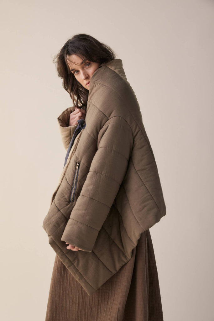 Blanket quilt jacket: M/L / Bronze/Grey / English