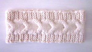Hand Knitted Bobble Textured Headband Ivory