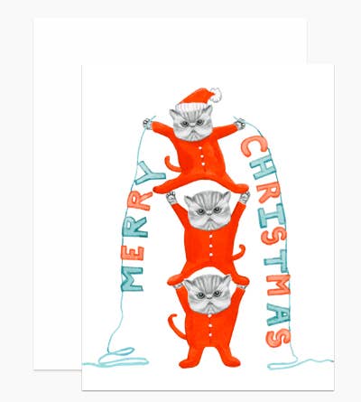 Kittens in Holiday Onesies Card