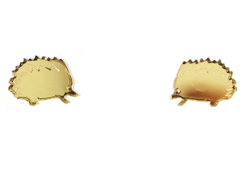 Hedgehog Pierced Studs - Mirror Gold