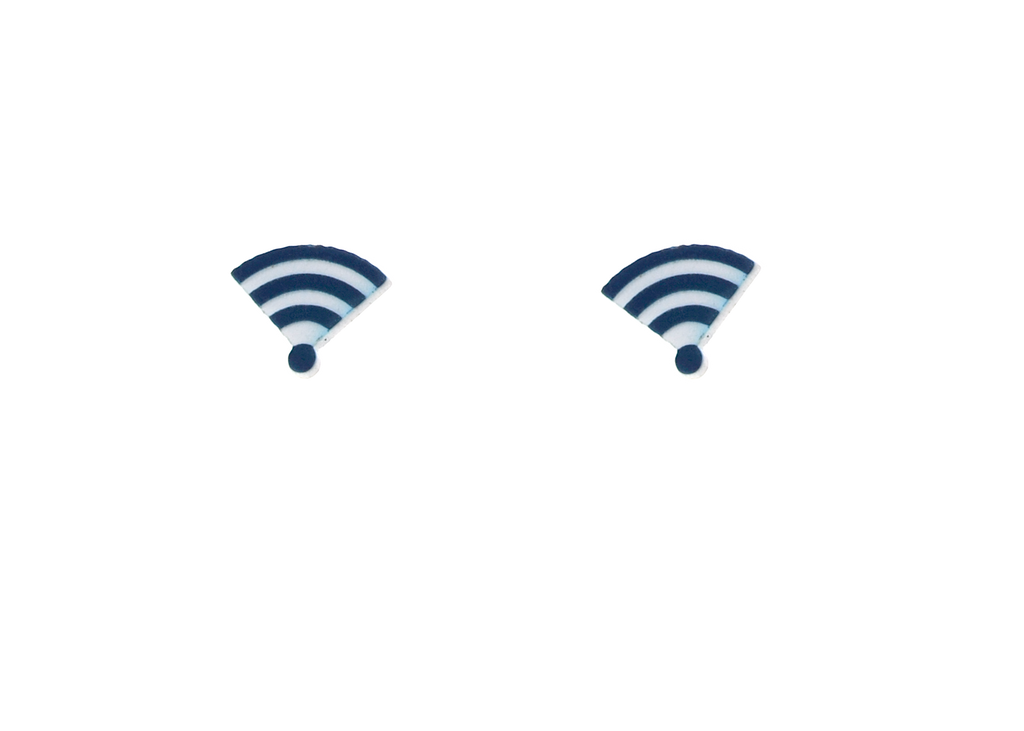Wifi Pierced Stud - Blue and White