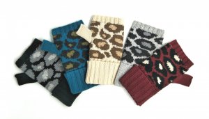 Animal Print Hat/Fingerless Gloves Set