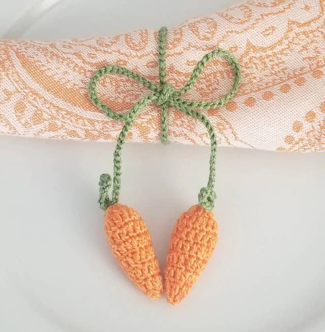 Carrot Napkin Tie Crochet Easter Set of 4