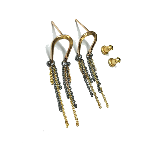 Small Tassel Stud Earrings mixed metal