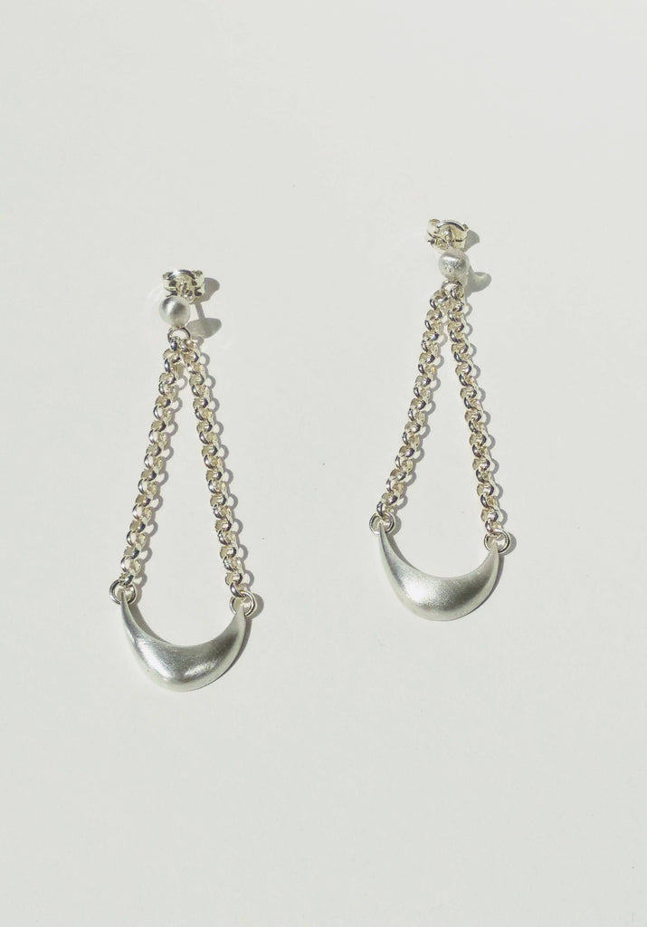Sterling Silver Miro Dangle Earrings W/Rolo Chain, Statement Chain Earrings.