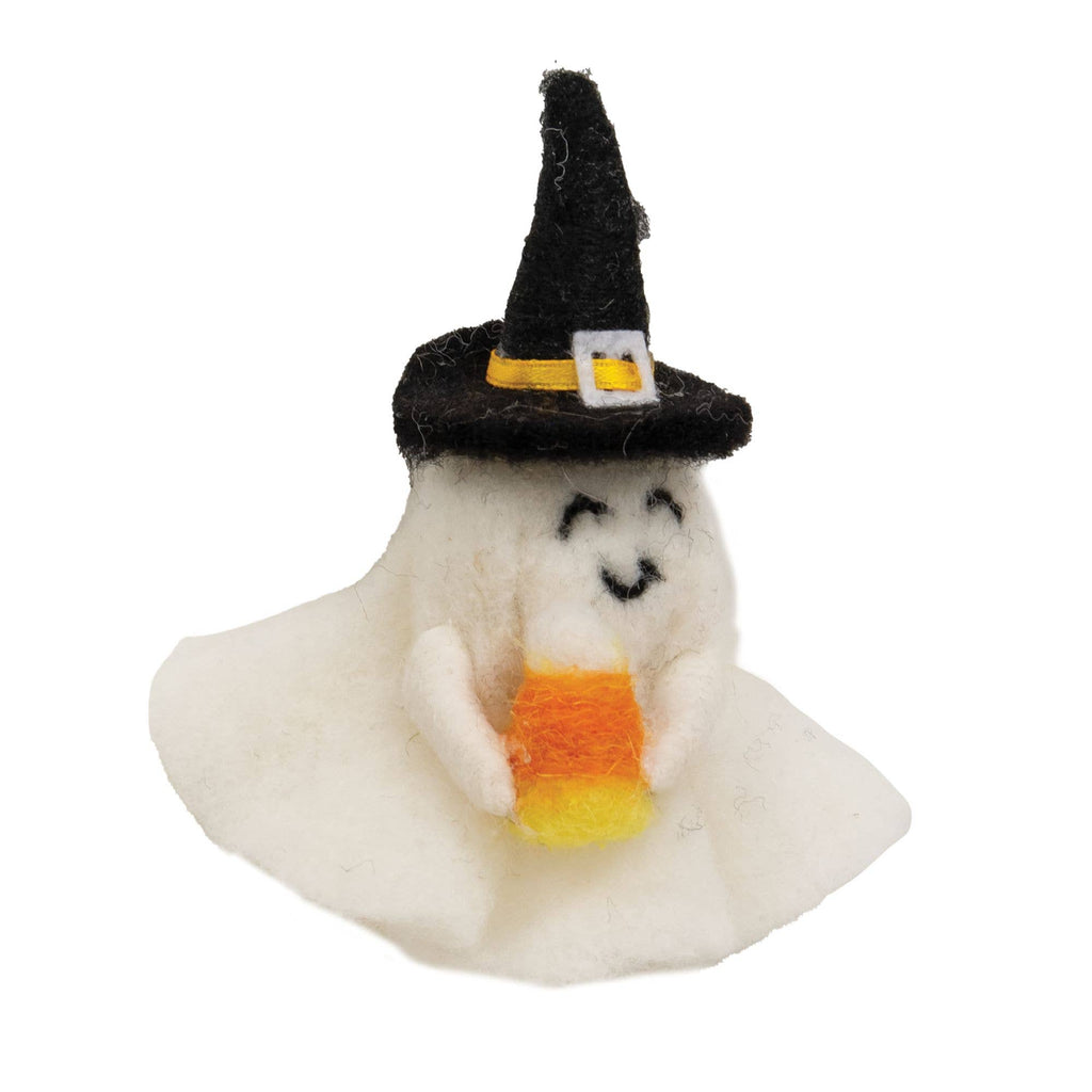 Felted Halloween Candy Corn Ghost Ornament