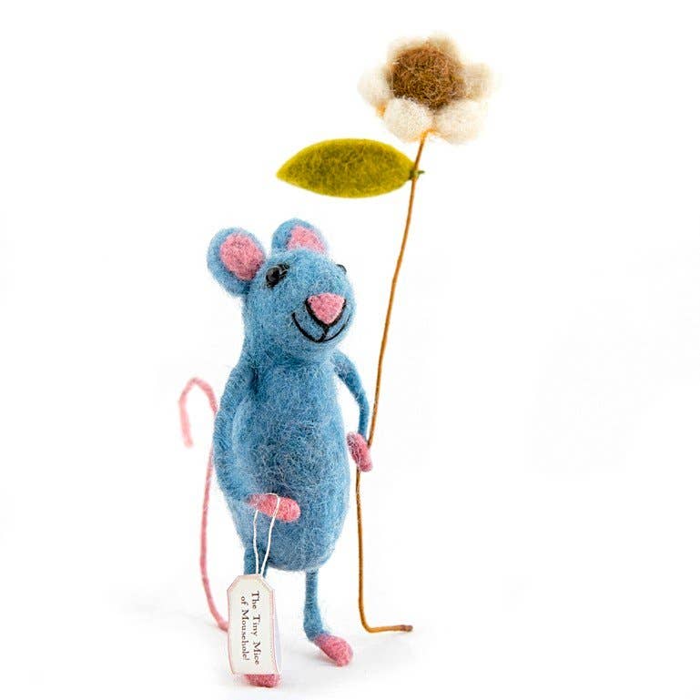 Blue Mouse Holding a Flower