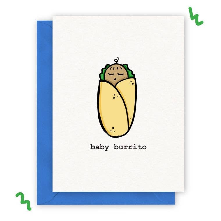 Baby Burrito A2 Greeting Card & Envelope - Medium Skin Tone