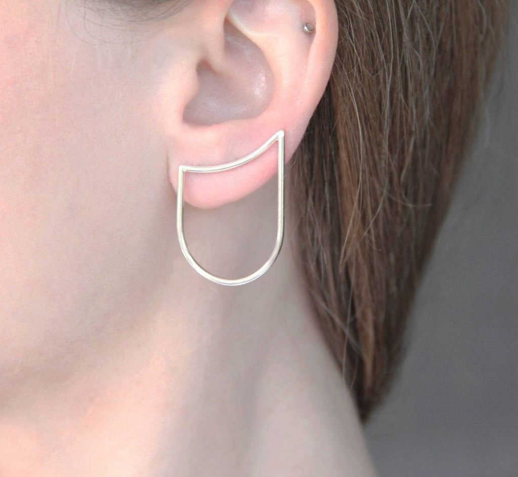 Sterling Silver Curved Line & Arch Ear Climber / Single Or Pair