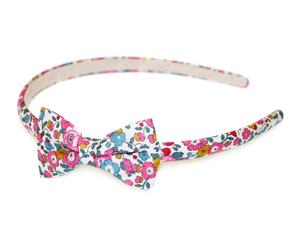Liberty Betsy Ann Bow Suede Lined Alice BandGGAB343 PINK