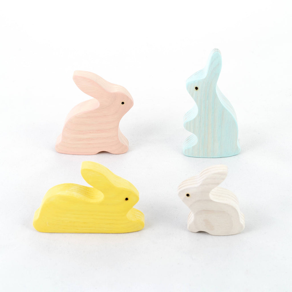 Waldorf toys Bunny Rabbits family Set of 4, rabbits figurine
