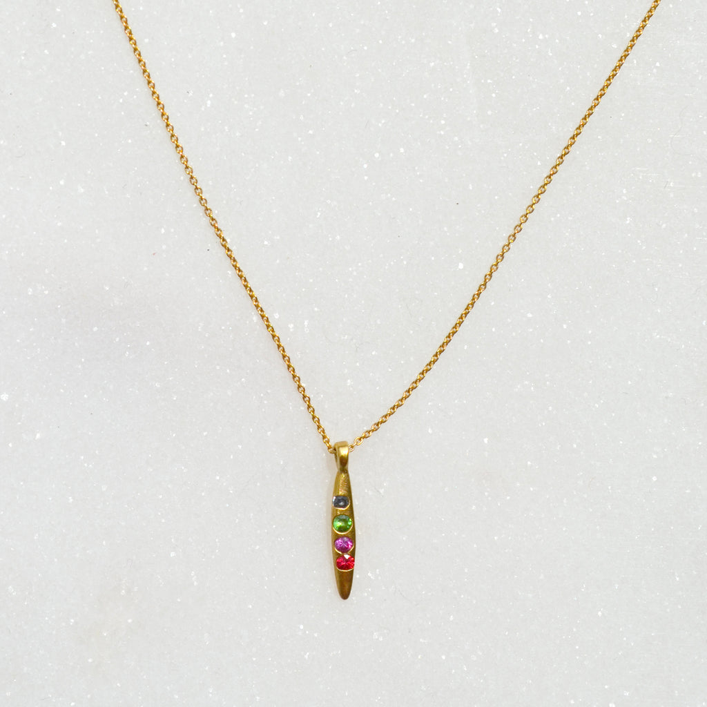 Rainbow Rice Quill Necklace