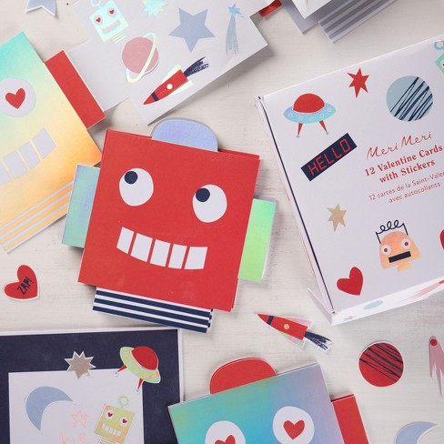 Meri Meri Robot Concertina Valentine Stickers and Cards