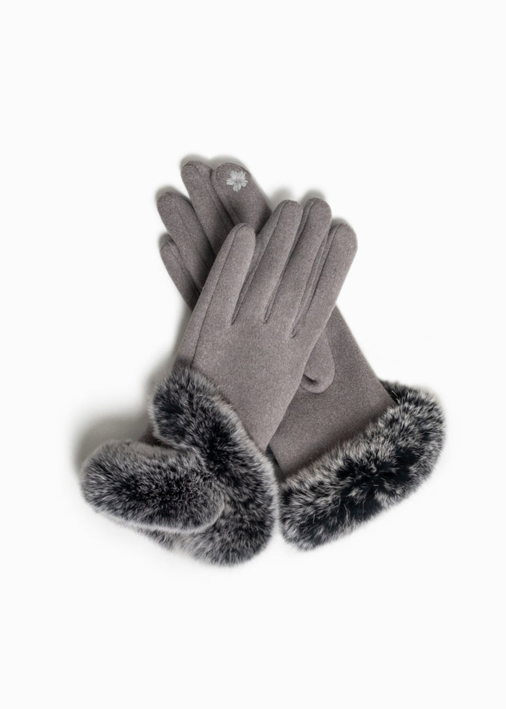 Fur Trimmed Grippy Gloves