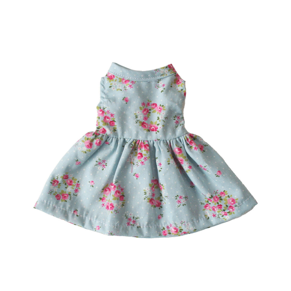 Small Doll Dress (20-28cm) Blue Rose Floral