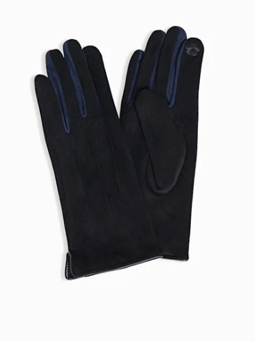 Suede Finger-Detail Gloves