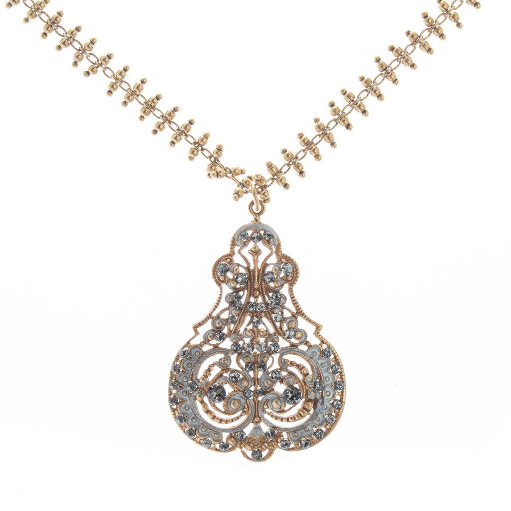 La Vie Parisienne Enamel and Crystal Filigree Necklace