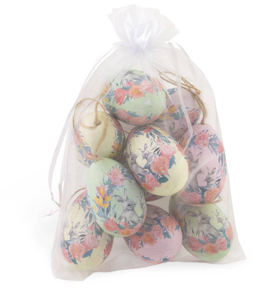 Floral Bunnies Bagged Eggs Easter Décor Bag Of 12
