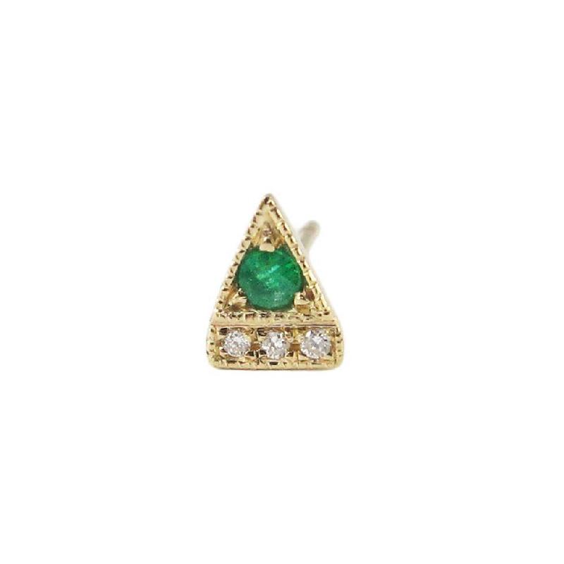 Emerald Deco Point Triangle Stud (Single)