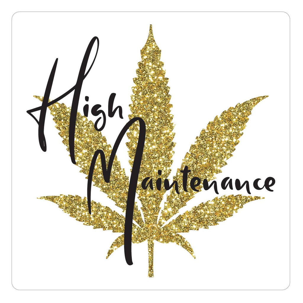 Clear Vinyl Cannabis Sticker 2"x2" - High Maintenance