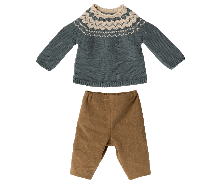 Maileg FW22 PREORDER Pants and knitted sweater, Size 5(November 2022)